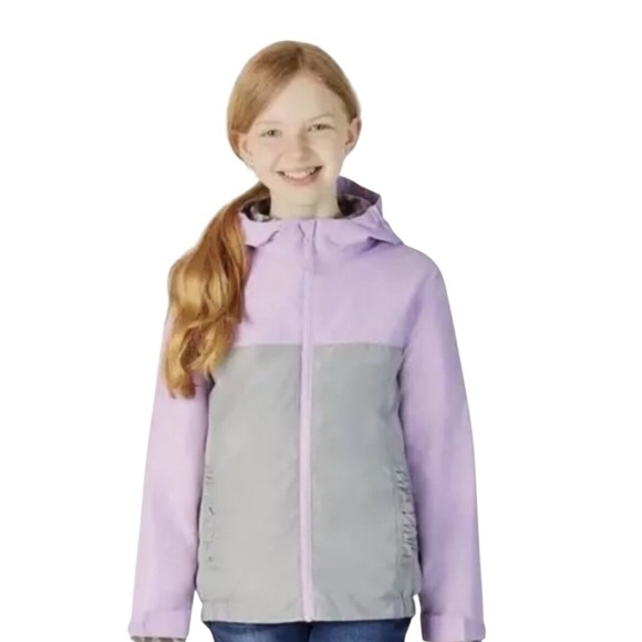 Eddie Bauer Girls Lightweight Windbreaker Jacket EUC M 10/12 Gray Purple - Picture 1 of 9